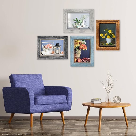 Amazon.com - 5x7 Picture Frame Set of 4 with 2 Mats, Rustic  5x7 Inch Set of 4 Rustic Retro Photo Frame with Tempered Glass